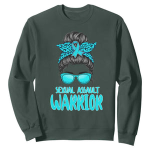 Sexual Assault Awareness Messy Bun Support Survivors Sweatshirt TS14 Dark Forest Green Print Your Wear