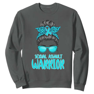 Sexual Assault Awareness Messy Bun Support Survivors Sweatshirt TS14 Dark Heather Print Your Wear