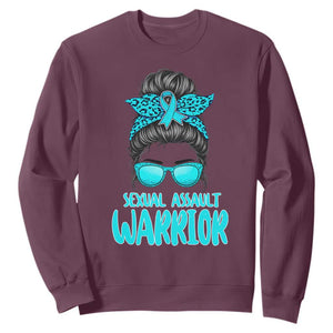 Sexual Assault Awareness Messy Bun Support Survivors Sweatshirt TS14 Maroon Print Your Wear