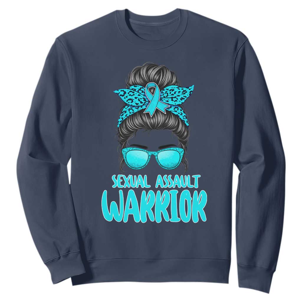 Sexual Assault Awareness Messy Bun Support Survivors Sweatshirt TS14 Navy Print Your Wear
