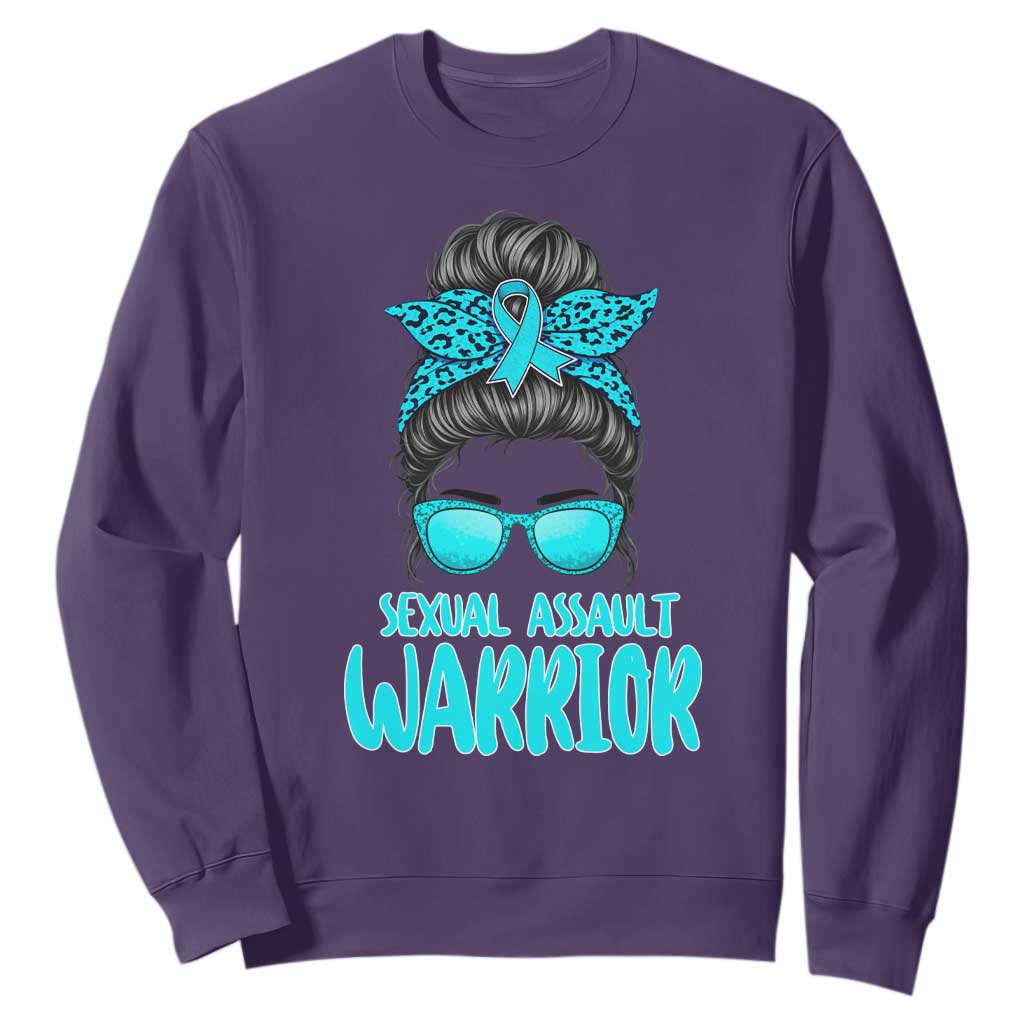 Sexual Assault Awareness Messy Bun Support Survivors Sweatshirt TS14 Purple Print Your Wear