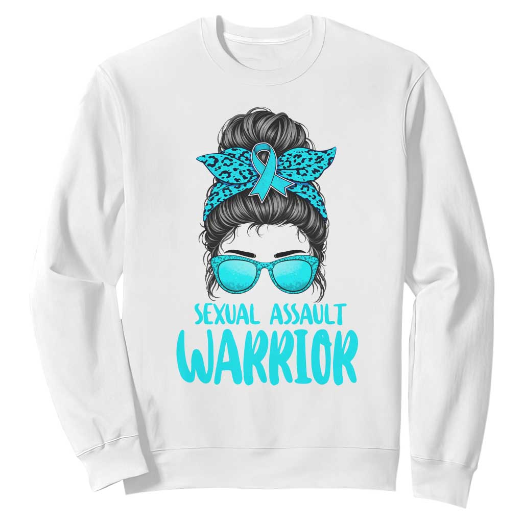 Sexual Assault Awareness Messy Bun Support Survivors Sweatshirt TS14 White Print Your Wear