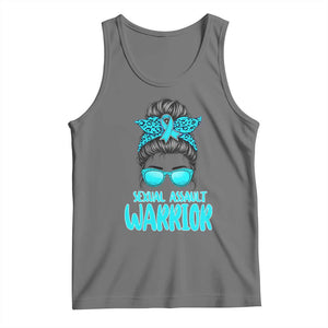 Sexual Assault Awareness Messy Bun Support Survivors Tank Top TS14 Black Heather Print Your Wear