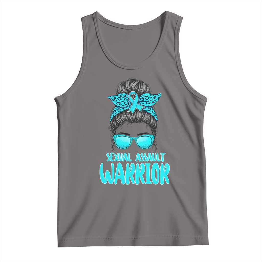 Sexual Assault Awareness Messy Bun Support Survivors Tank Top TS14 Deep Heather Print Your Wear