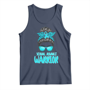 Sexual Assault Awareness Messy Bun Support Survivors Tank Top TS14 Navy Print Your Wear