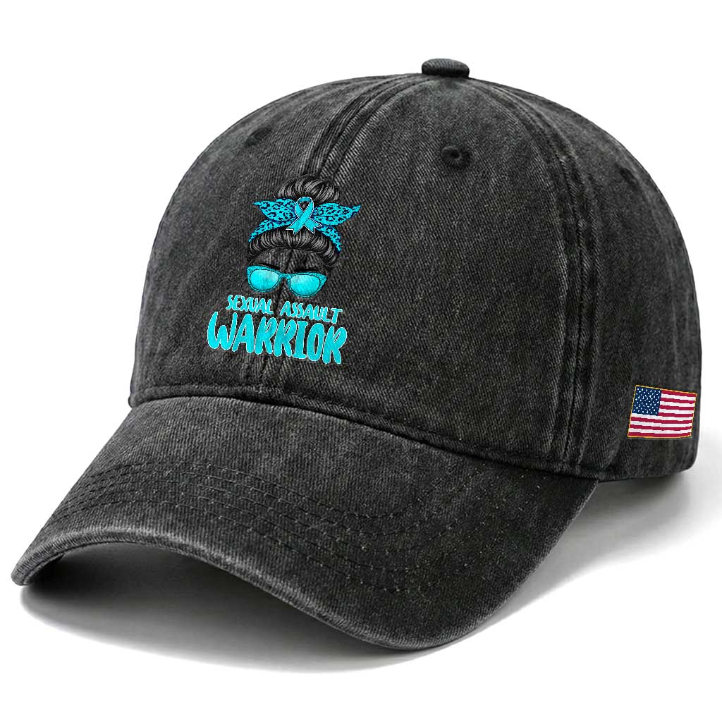 Sexual Assault Awareness Messy Bun Support Survivors Washed Cotton Baseball Cap TS14 Print Your Wear