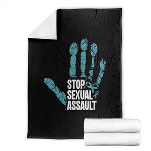 Stop Sexual Assault Throw Blanket Teal Ribbon Hand TS14 Black Print Your Wear