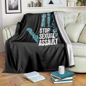 Stop Sexual Assault Throw Blanket Teal Ribbon Hand TS14 Print Your Wear