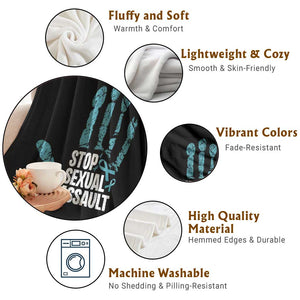 Stop Sexual Assault Throw Blanket Teal Ribbon Hand TS14 Print Your Wear