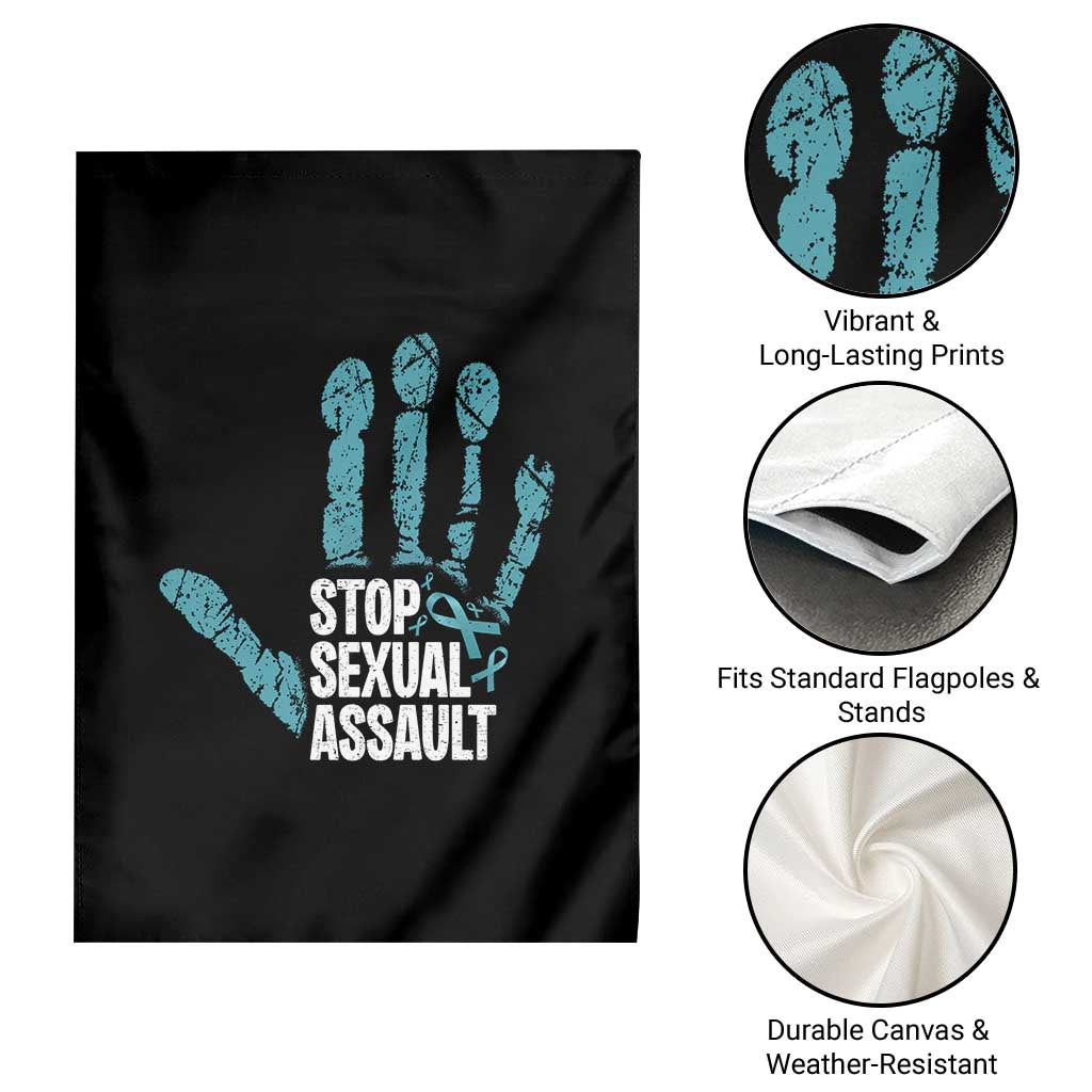Stop Sexual Assault Garden Flag Teal Ribbon Hand TS14 Print Your Wear