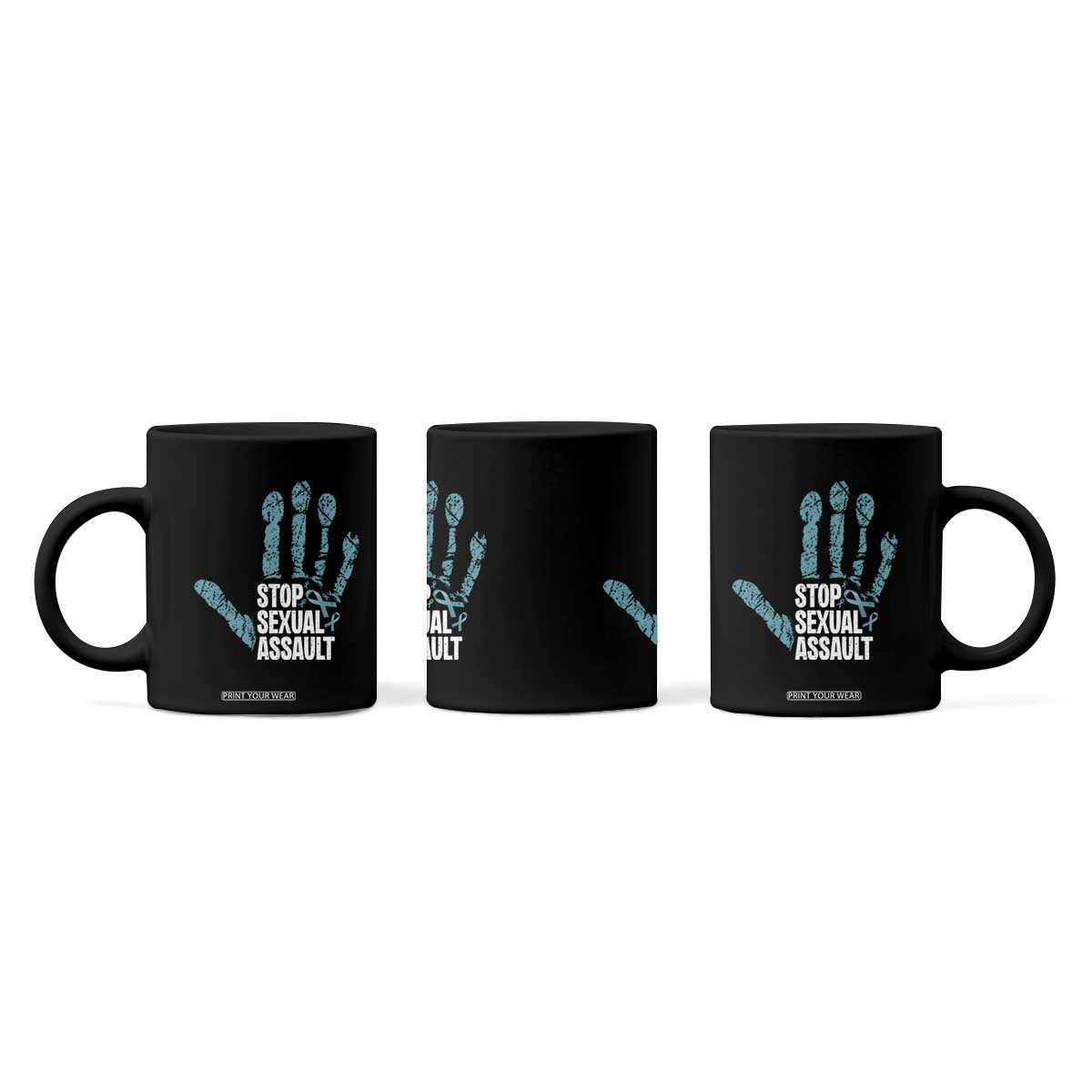 Stop Sexual Assault Coffee Mug Teal Ribbon Hand TS14 Print Your Wear