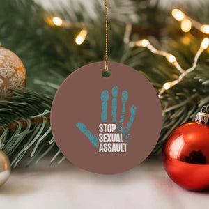 Stop Sexual Assault Ceramic Ornament Teal Ribbon Hand TS14 1pc Mocha Print Your Wear