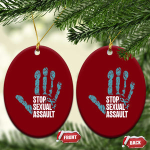 Stop Sexual Assault Ceramic Ornament Teal Ribbon Hand TS14 Print Your Wear