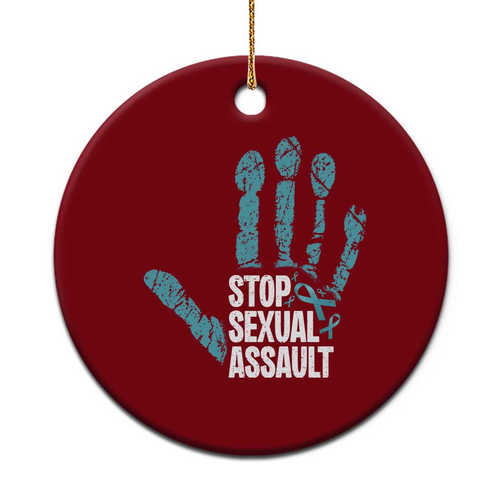 Stop Sexual Assault Ceramic Ornament Teal Ribbon Hand TS14 1pc Red Print Your Wear