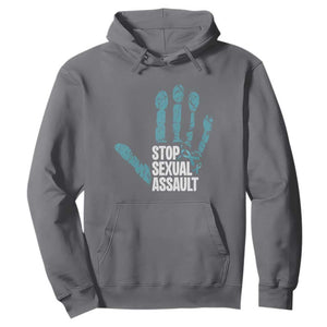 Stop Sexual Assault Hoodie Teal Ribbon Hand TS14 Charcoal Print Your Wear