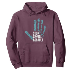 Stop Sexual Assault Hoodie Teal Ribbon Hand TS14 Maroon Print Your Wear