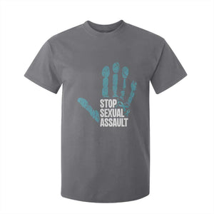 Stop Sexual Assault T Shirt For Kid Teal Ribbon Hand TS14 Charcoal Print Your Wear