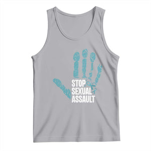 Stop Sexual Assault Tank Top Teal Ribbon Hand TS14 Athletic Heather Print Your Wear