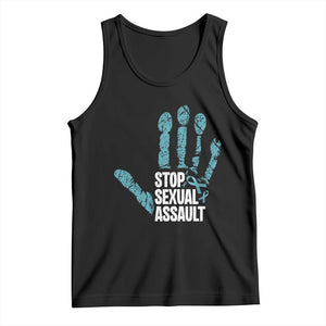 Stop Sexual Assault Tank Top Teal Ribbon Hand TS14 Black Print Your Wear