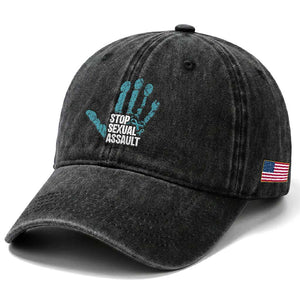 Stop Sexual Assault Washed Cotton Baseball Cap Teal Ribbon Hand TS14 Print Your Wear