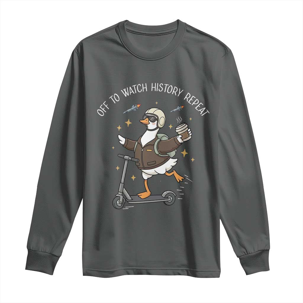 Funny Goose Support Freedom Long Sleeve Shirt Off To Watch History Repart TS14 Dark Heather Print Your Wear