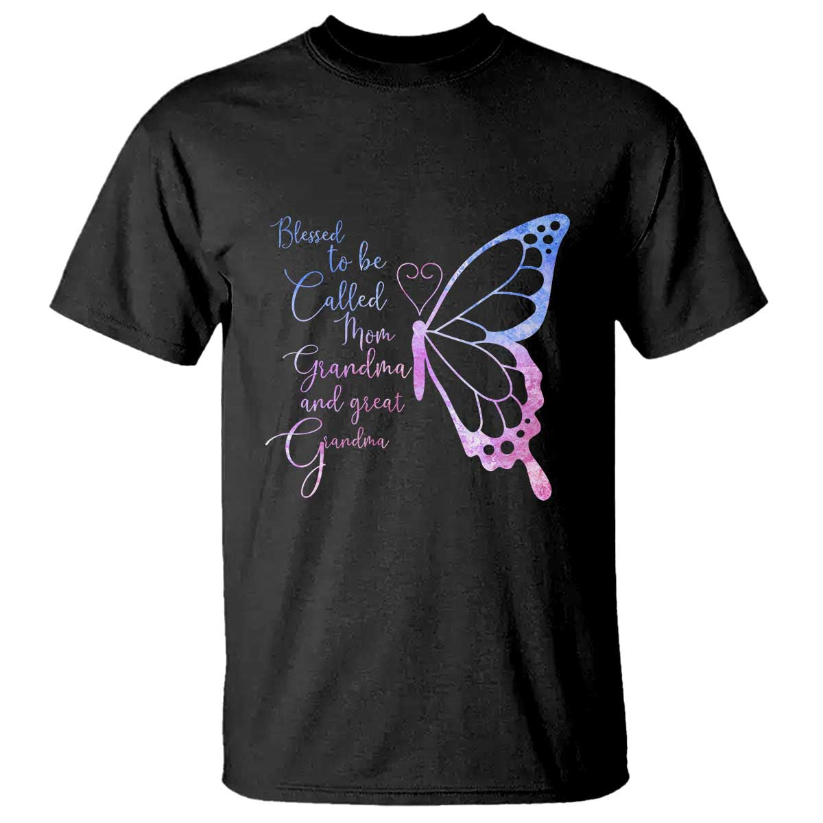 Blessed to Be Called Mom Grandma Great Grandma T Shirt Mama Butterfly Mother's Day Gift TS14 Black Print Your Wear