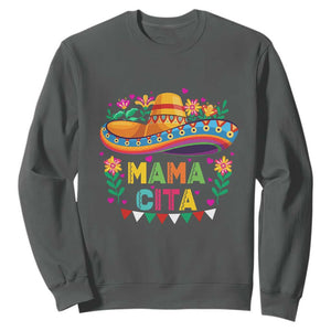 Mama Cita Sweatshirt Cinco De Mayo Mexican Mom Flower Sombrero TS14 Dark Heather Print Your Wear