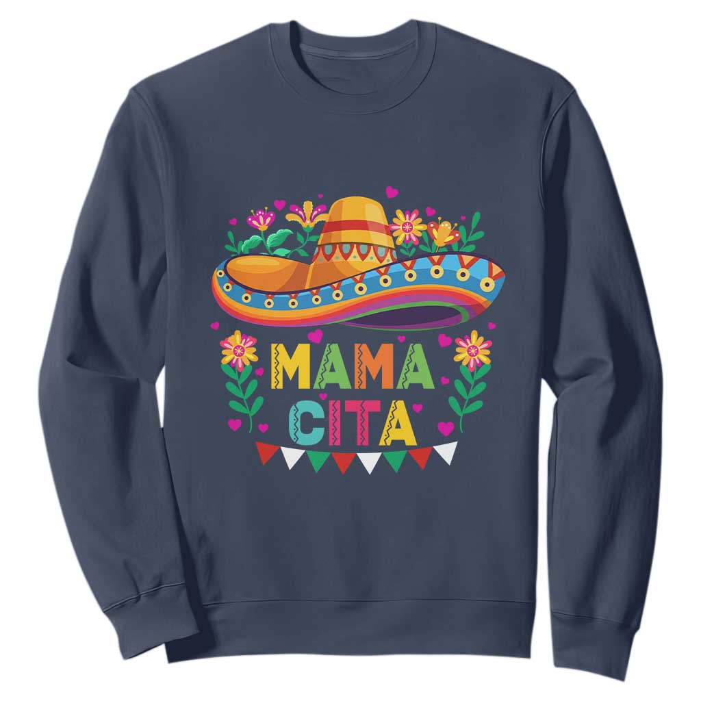 Mama Cita Sweatshirt Cinco De Mayo Mexican Mom Flower Sombrero TS14 Navy Print Your Wear