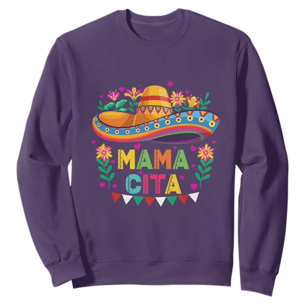 Mama Cita Sweatshirt Cinco De Mayo Mexican Mom Flower Sombrero TS14 Purple Print Your Wear