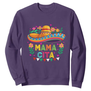 Mama Cita Sweatshirt Cinco De Mayo Mexican Mom Flower Sombrero TS14 Purple Print Your Wear