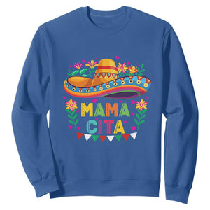 Mama Cita Sweatshirt Cinco De Mayo Mexican Mom Flower Sombrero TS14 Royal Blue Print Your Wear