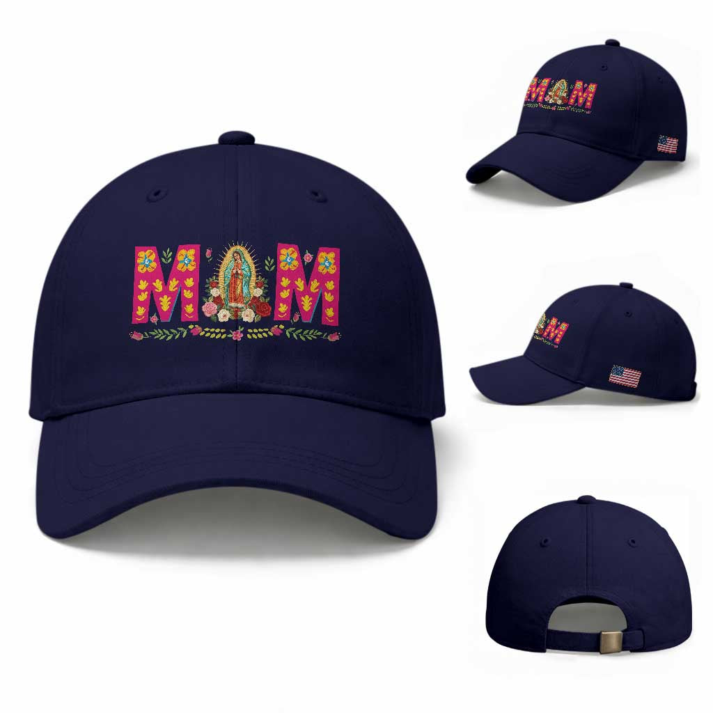 Virgen de Guadalupe Baseball Cap Mexican Heritage Mom Mother’s Day Gift TS14 Baseball Cap Universal Fit Dark Blue Print Your Wear