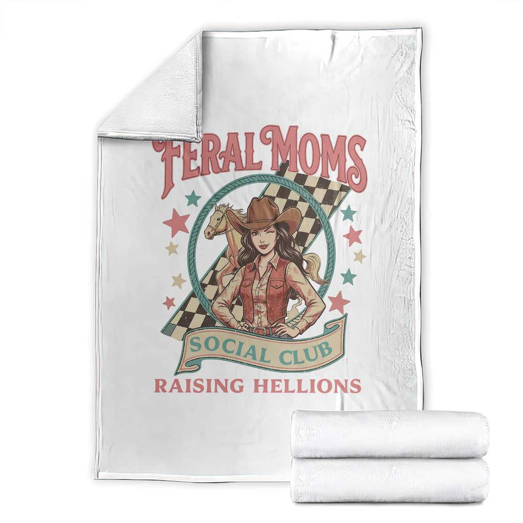Feral Moms Social Club Throw Blanket Western Cowgirl Mom Mother’s Day TS14 White Print Your Wear