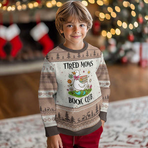 Tired Moms Book Club Ugly Christmas Sweater Silly Goose Mama Bookish Reader Gift TS14 Mocha Mousse Print Your Wear