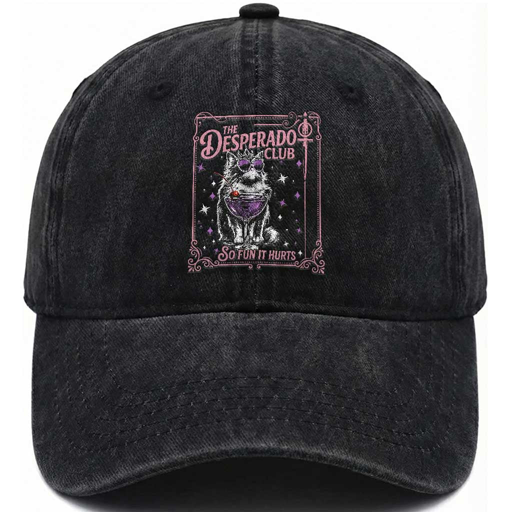 The Desperado Club Sign Sci-Fi Book Washed Cotton Baseball Cap Vintage Princess Cat Book Lover TS14 Print Your Wear