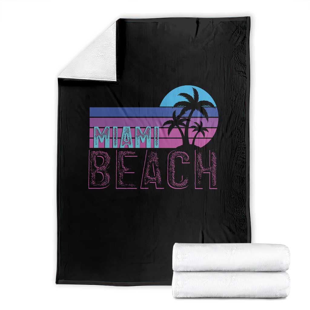 Vintage Miami Beach Throw Blanket Florida Proud Floridian Retro Palms Trees TS14 Black Print Your Wear