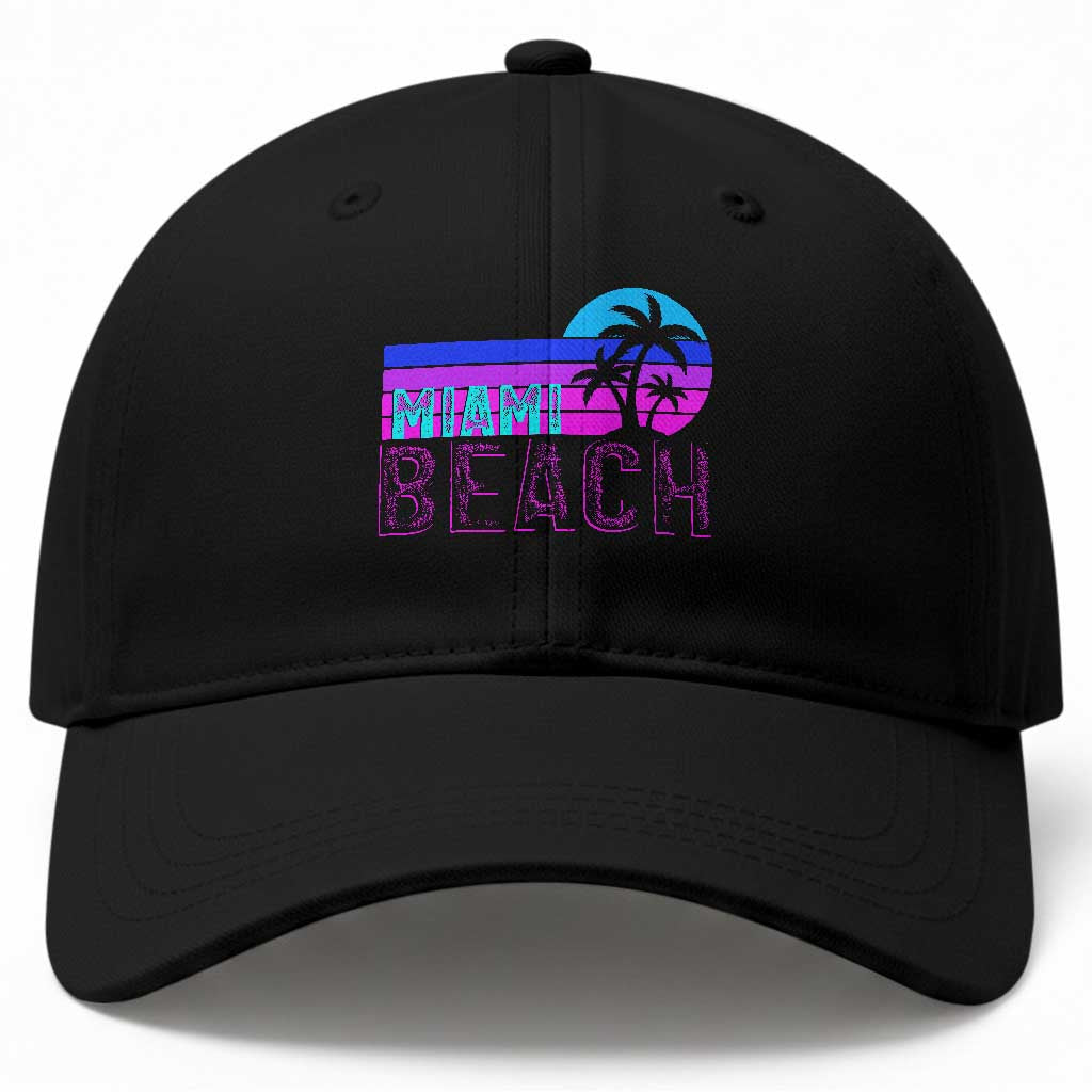 Vintage Miami Beach Baseball Cap Florida Proud Floridian Retro Palms Trees TS14 Print Your Wear