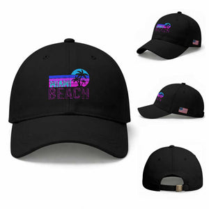 Vintage Miami Beach Baseball Cap Florida Proud Floridian Retro Palms Trees TS14 Baseball Cap Universal Fit Black Print Your Wear