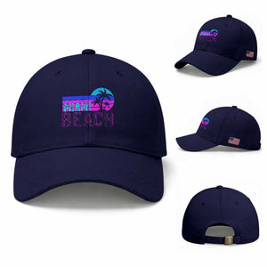 Vintage Miami Beach Baseball Cap Florida Proud Floridian Retro Palms Trees TS14 Baseball Cap Universal Fit Dark Blue Print Your Wear