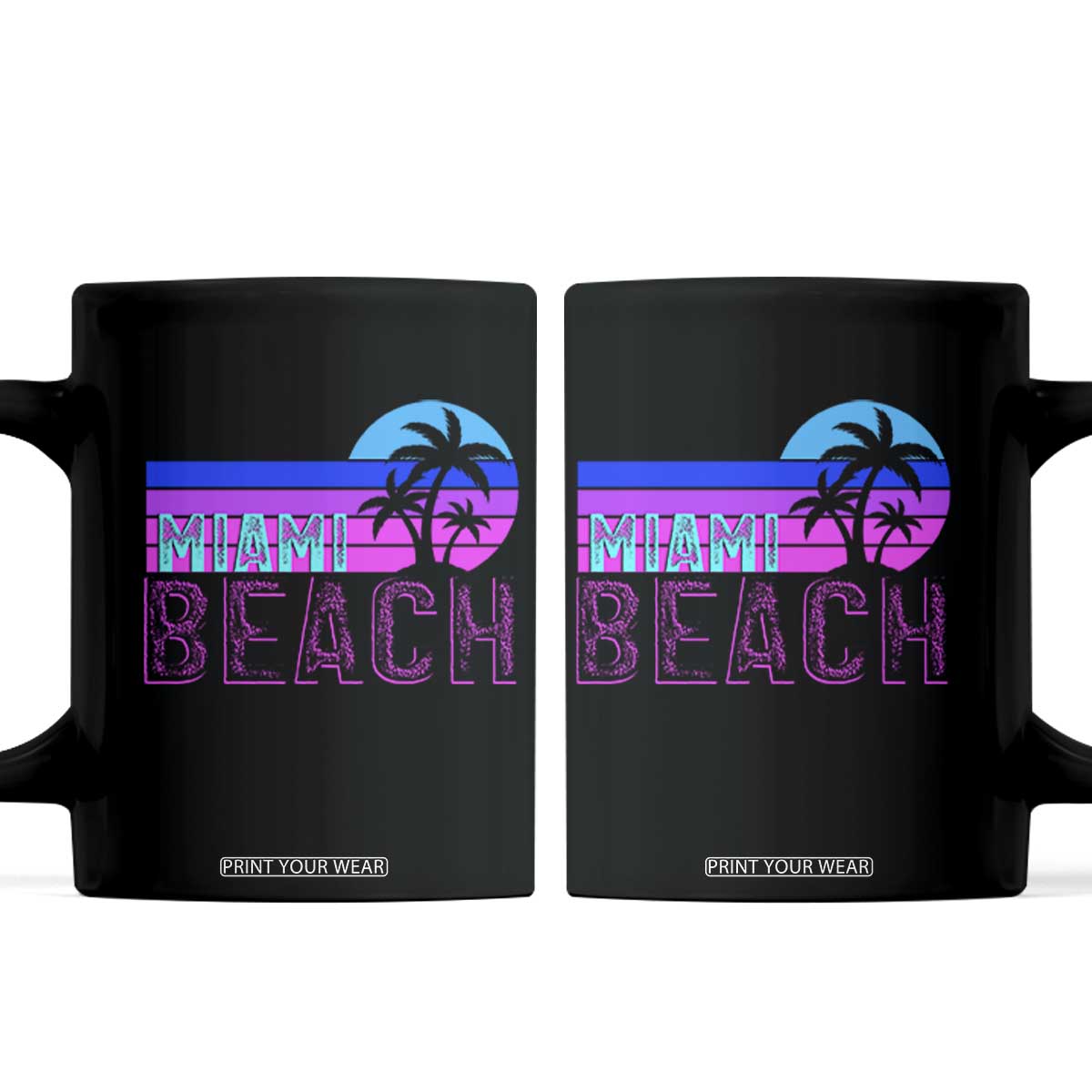 Vintage Miami Beach Coffee Mug Florida Proud Floridian Retro Palms Trees TS14 Black Print Your Wear