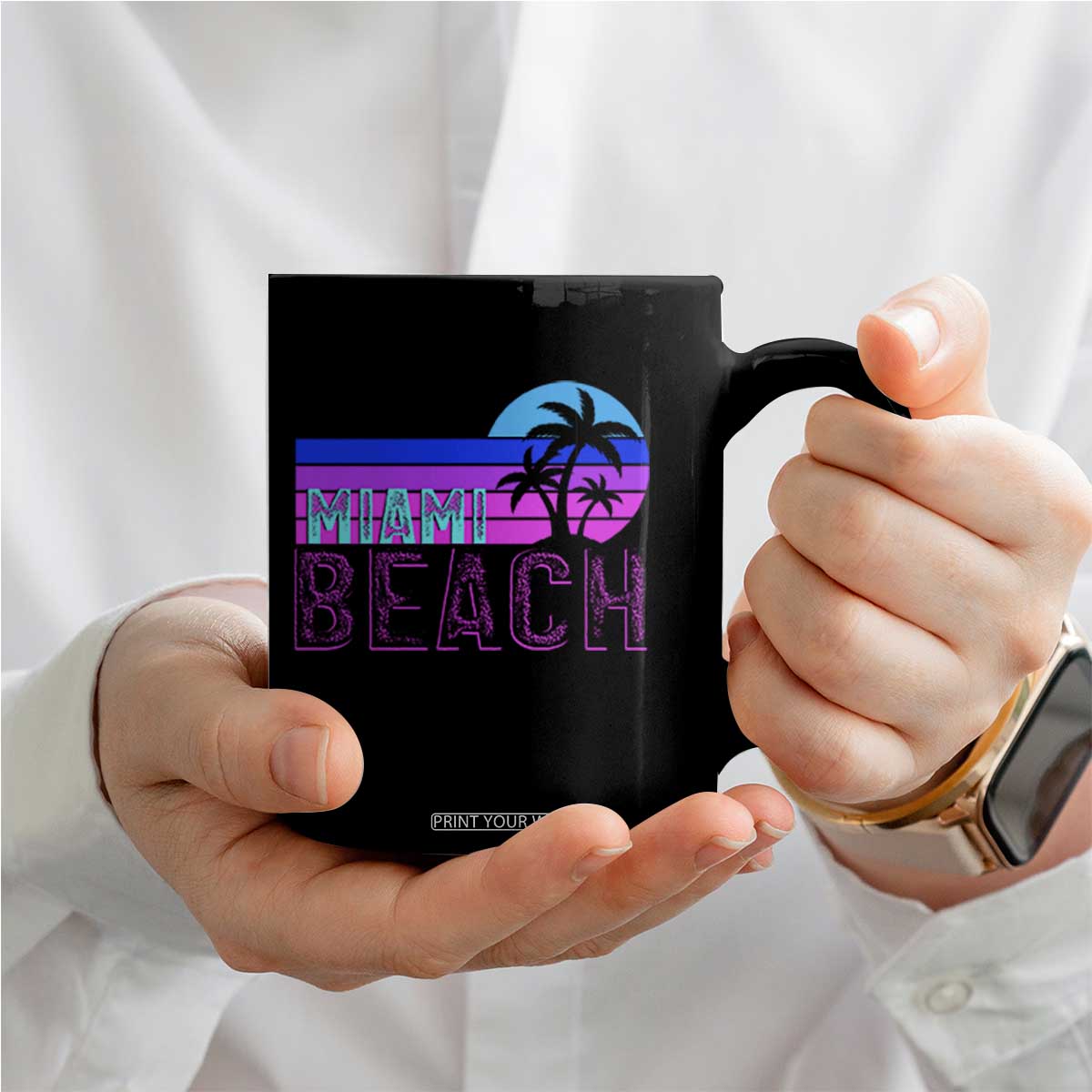 Vintage Miami Beach Coffee Mug Florida Proud Floridian Retro Palms Trees TS14 Print Your Wear