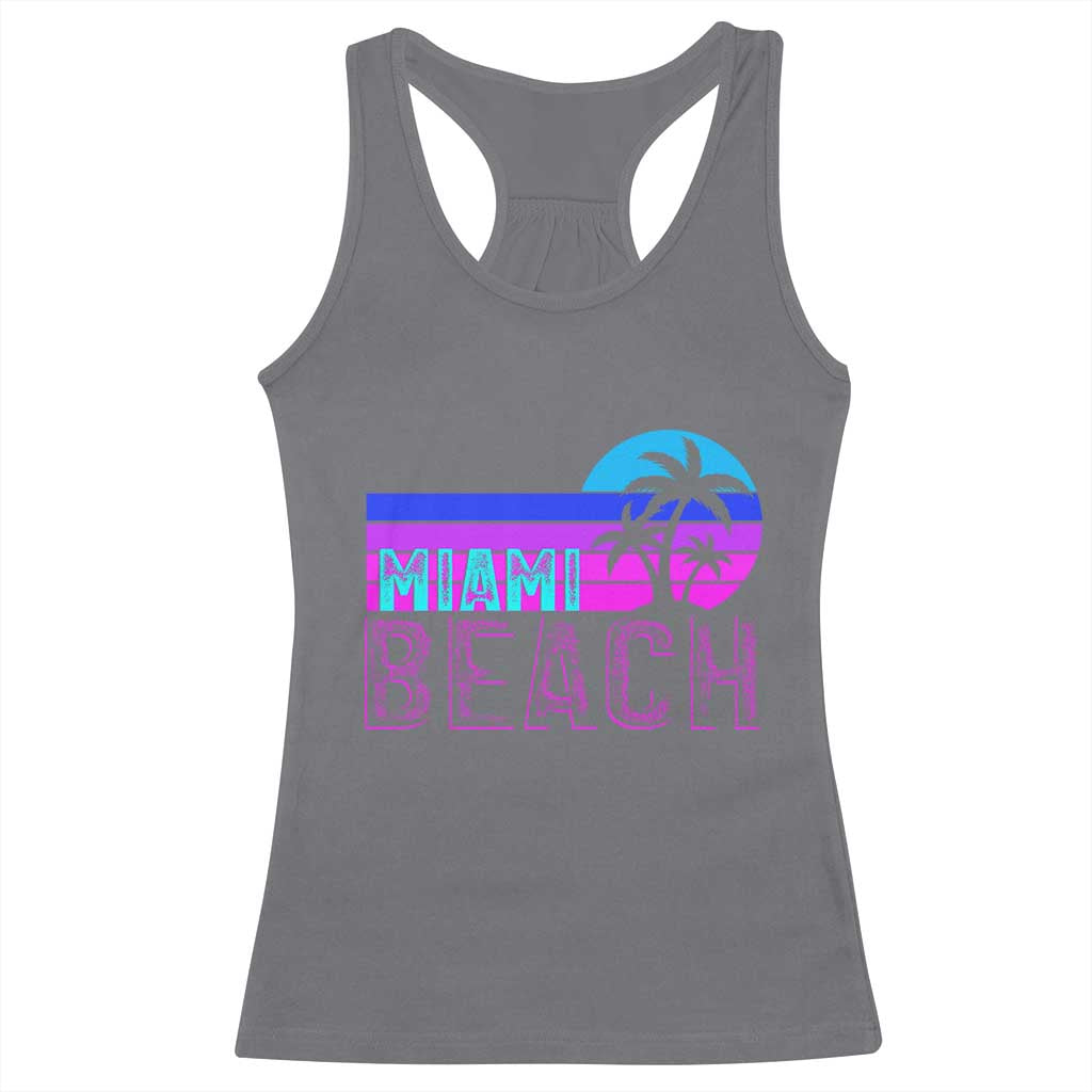 Vintage Miami Beach Racerback Tank Top Florida Proud Floridian Retro Palms Trees TS14 Charcoal Print Your Wear