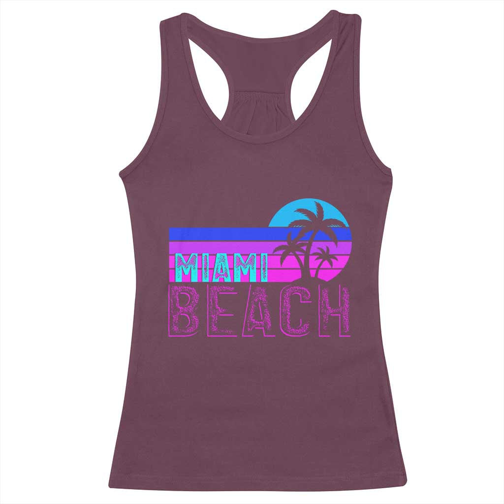 Vintage Miami Beach Racerback Tank Top Florida Proud Floridian Retro Palms Trees TS14 Maroon Print Your Wear