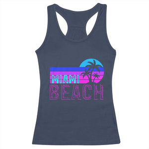 Vintage Miami Beach Racerback Tank Top Florida Proud Floridian Retro Palms Trees TS14 Navy Print Your Wear