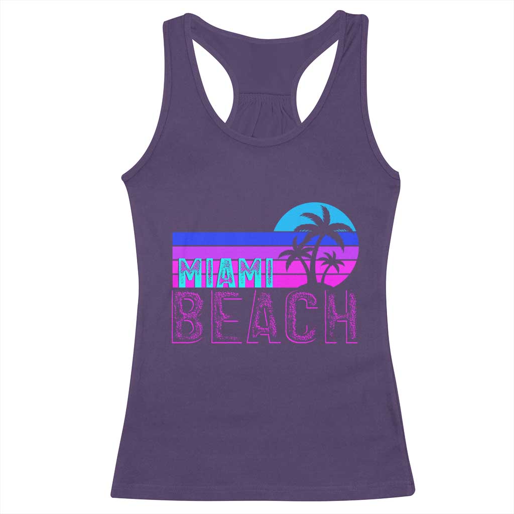 Vintage Miami Beach Racerback Tank Top Florida Proud Floridian Retro Palms Trees TS14 Purple Print Your Wear