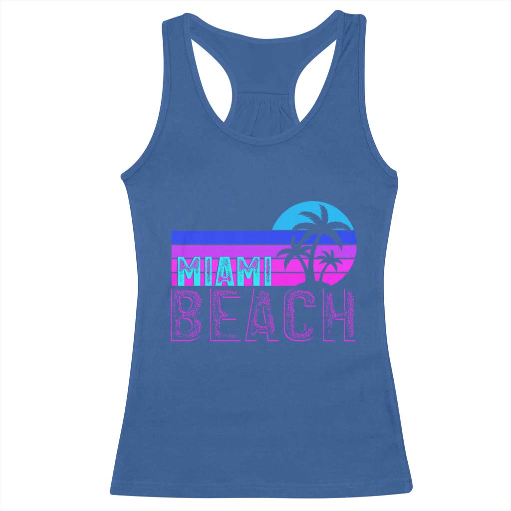 Vintage Miami Beach Racerback Tank Top Florida Proud Floridian Retro Palms Trees TS14 Royal Blue Print Your Wear