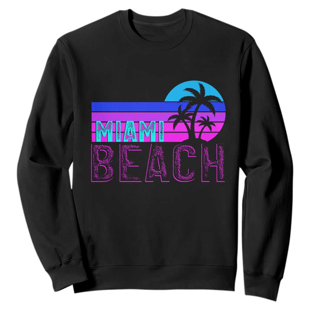 Vintage Miami Beach Sweatshirt Florida Proud Floridian Retro Palms Trees TS14 Black Print Your Wear