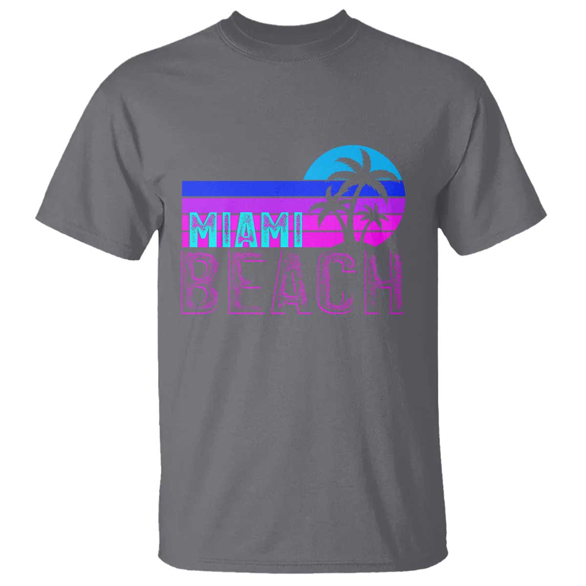 Vintage Miami Beach T Shirt Florida Proud Floridian Retro Palms Trees TS14 Charcoal Print Your Wear