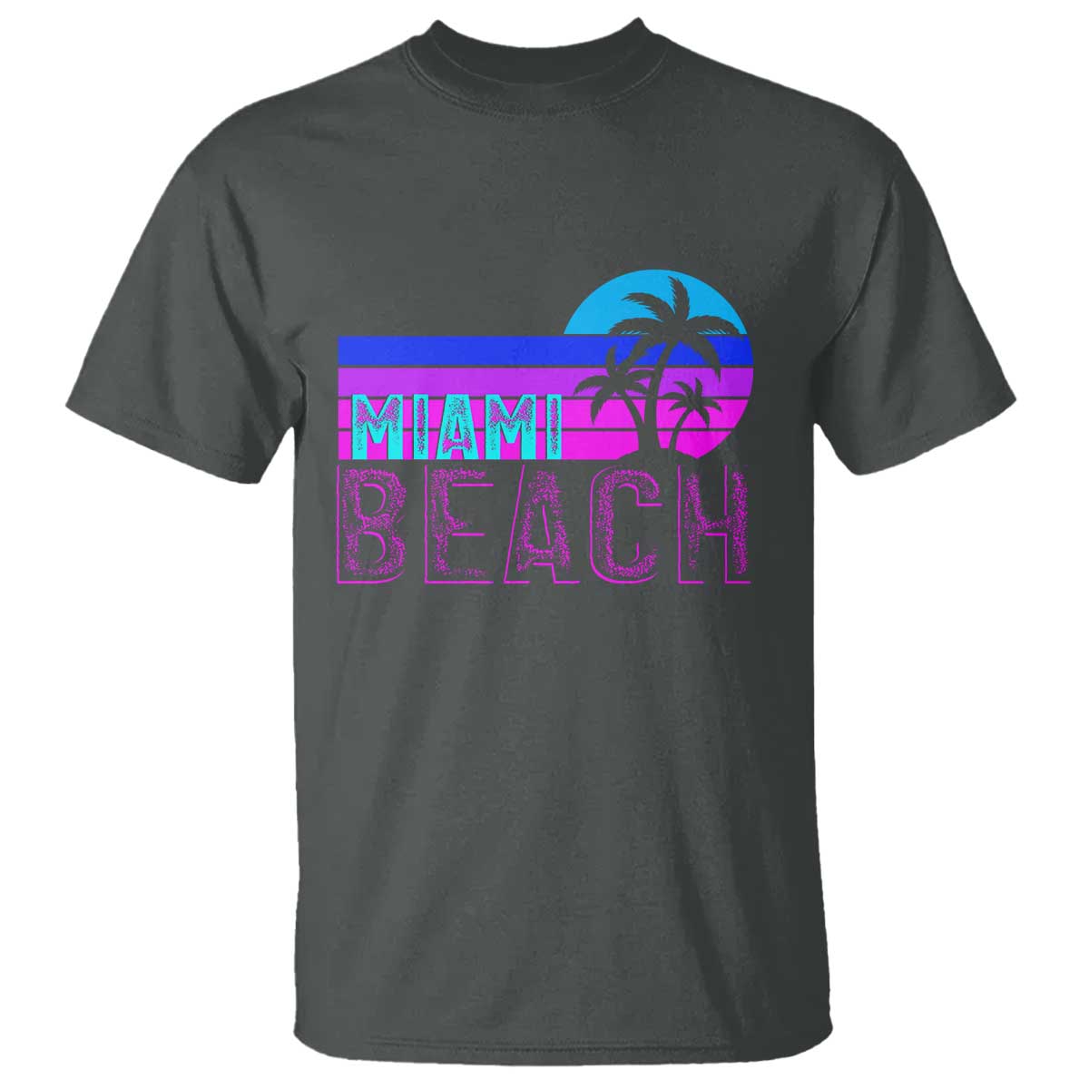 Vintage Miami Beach T Shirt Florida Proud Floridian Retro Palms Trees TS14 Dark Heather Print Your Wear