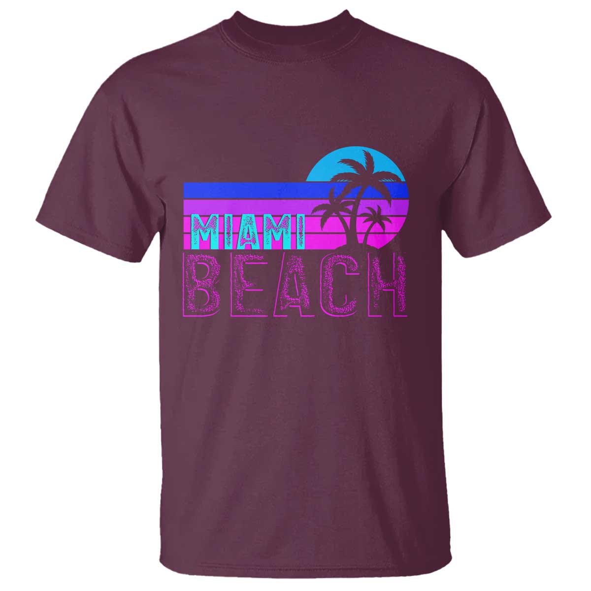 Vintage Miami Beach T Shirt Florida Proud Floridian Retro Palms Trees TS14 Maroon Print Your Wear